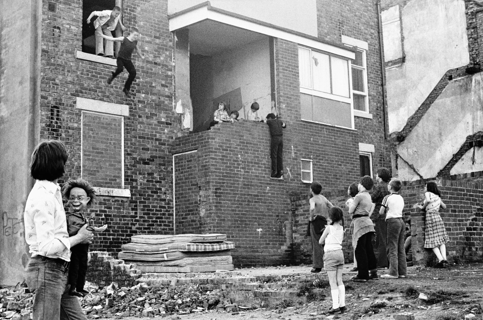 Kids Jumping on to Mattresses Youth Unemployment 1981 Ella Murtha