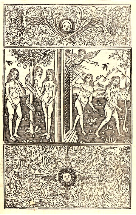 Cadam and eve and serpent