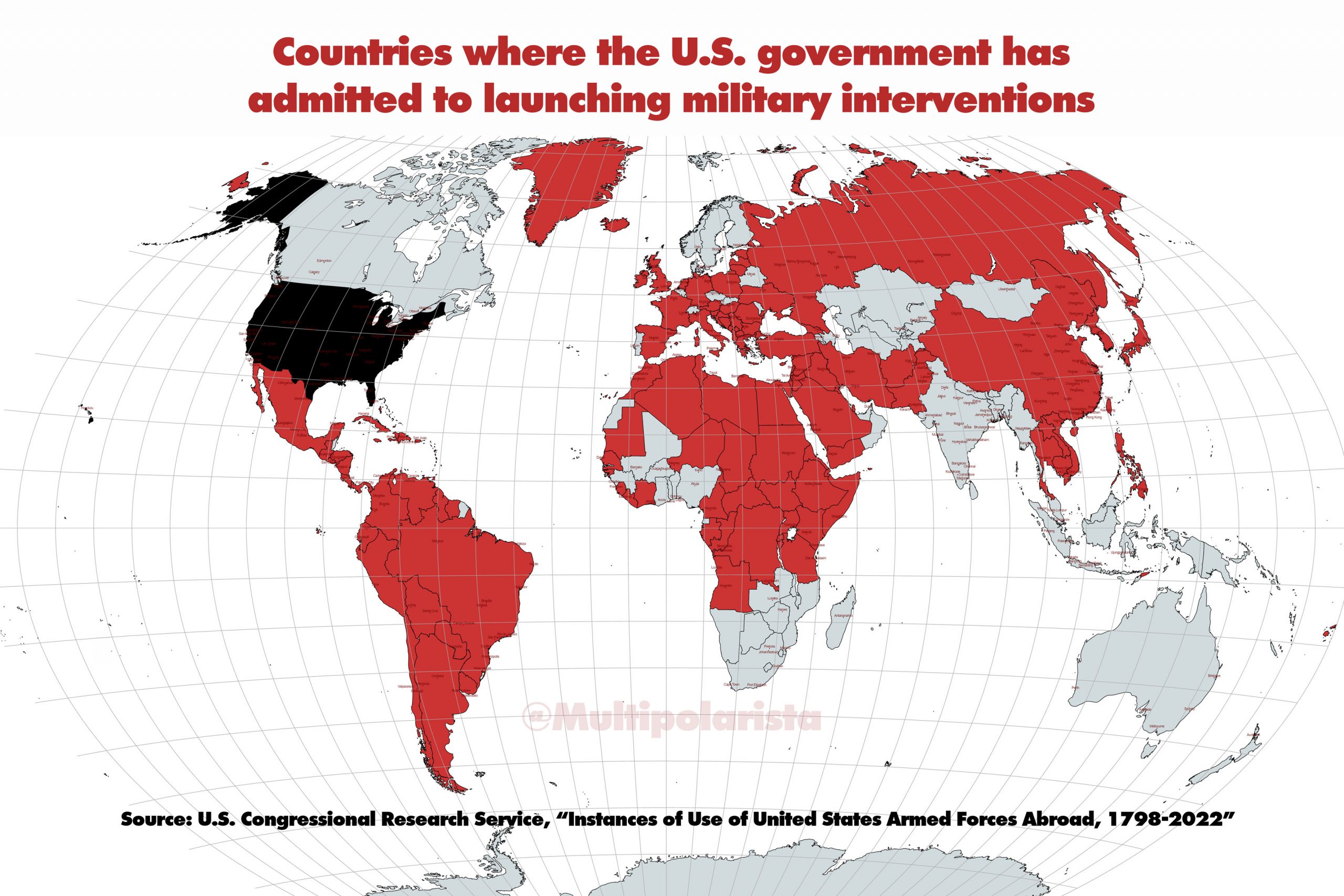 DBinvaders Countries US military interventions scaled